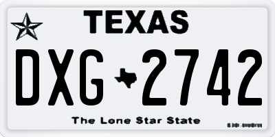TX license plate DXG2742