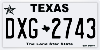 TX license plate DXG2743