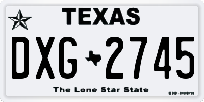 TX license plate DXG2745