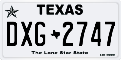 TX license plate DXG2747