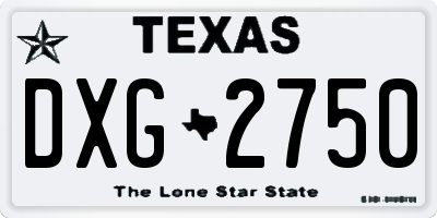 TX license plate DXG2750