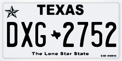 TX license plate DXG2752