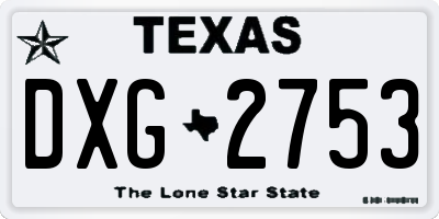 TX license plate DXG2753