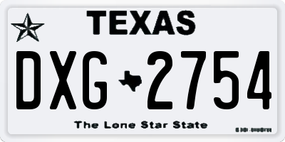 TX license plate DXG2754