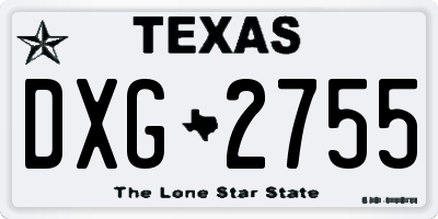 TX license plate DXG2755