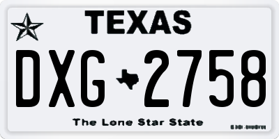 TX license plate DXG2758