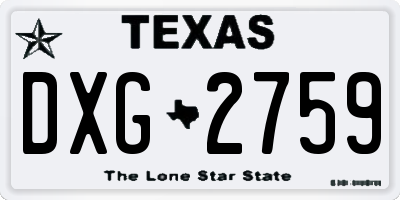 TX license plate DXG2759