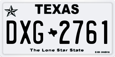 TX license plate DXG2761