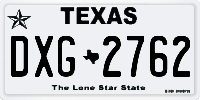 TX license plate DXG2762