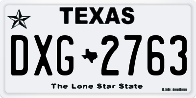 TX license plate DXG2763