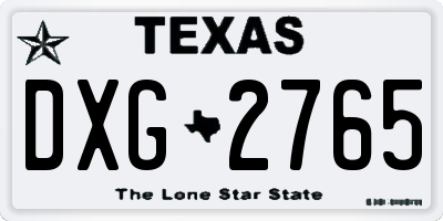 TX license plate DXG2765