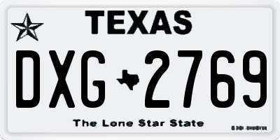TX license plate DXG2769