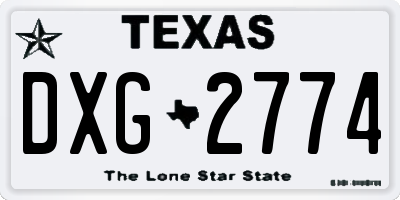 TX license plate DXG2774