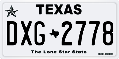 TX license plate DXG2778