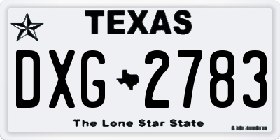 TX license plate DXG2783