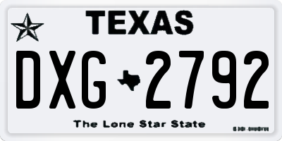 TX license plate DXG2792