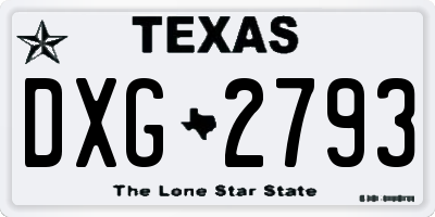 TX license plate DXG2793