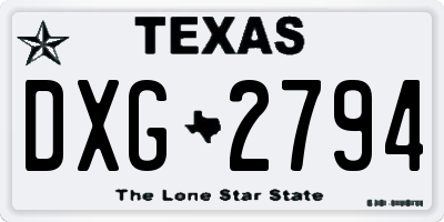 TX license plate DXG2794