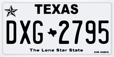 TX license plate DXG2795