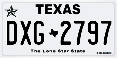TX license plate DXG2797
