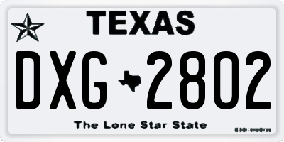 TX license plate DXG2802