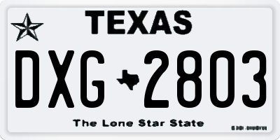 TX license plate DXG2803