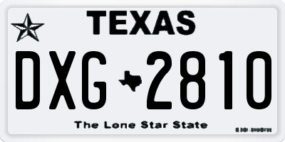 TX license plate DXG2810