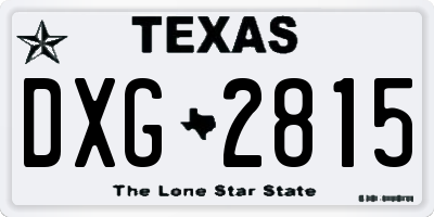 TX license plate DXG2815