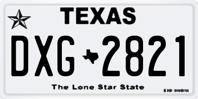 TX license plate DXG2821
