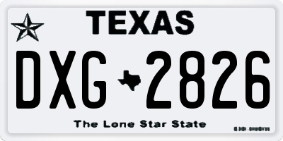 TX license plate DXG2826