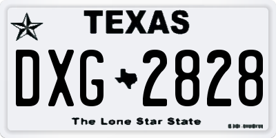 TX license plate DXG2828