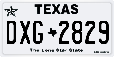 TX license plate DXG2829
