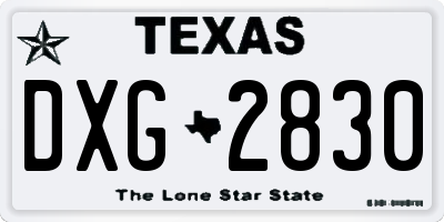 TX license plate DXG2830