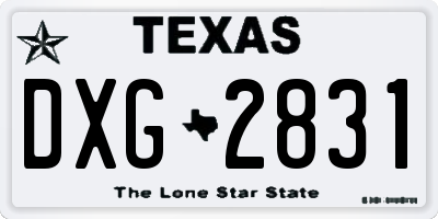 TX license plate DXG2831