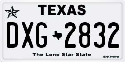 TX license plate DXG2832