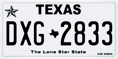 TX license plate DXG2833
