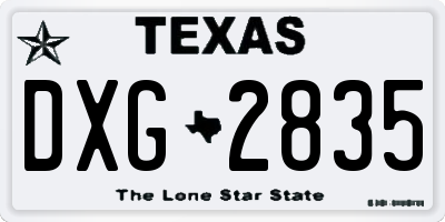 TX license plate DXG2835