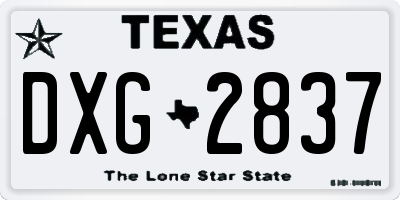 TX license plate DXG2837