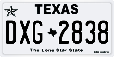 TX license plate DXG2838