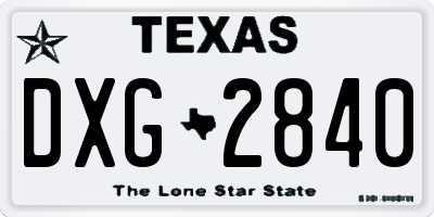 TX license plate DXG2840