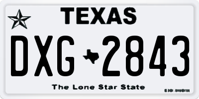 TX license plate DXG2843