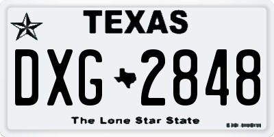 TX license plate DXG2848