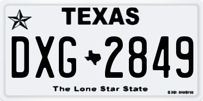 TX license plate DXG2849
