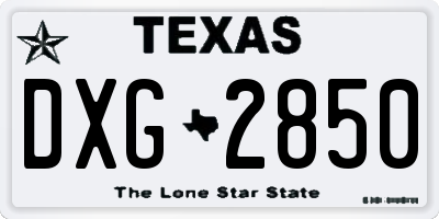 TX license plate DXG2850