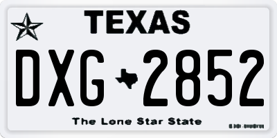 TX license plate DXG2852