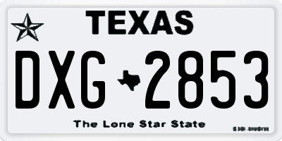 TX license plate DXG2853