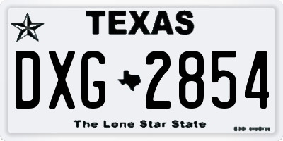 TX license plate DXG2854