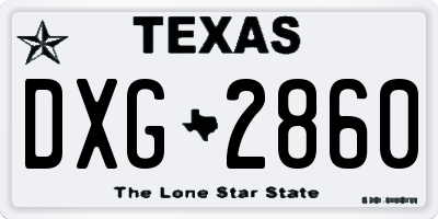 TX license plate DXG2860