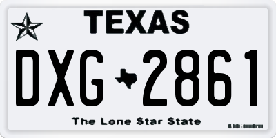 TX license plate DXG2861
