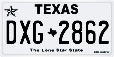 TX license plate DXG2862